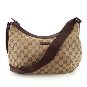 GUCCI Authentic Brown Leather Shoulder Bag